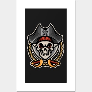 Skull pirates mascot design Posters and Art